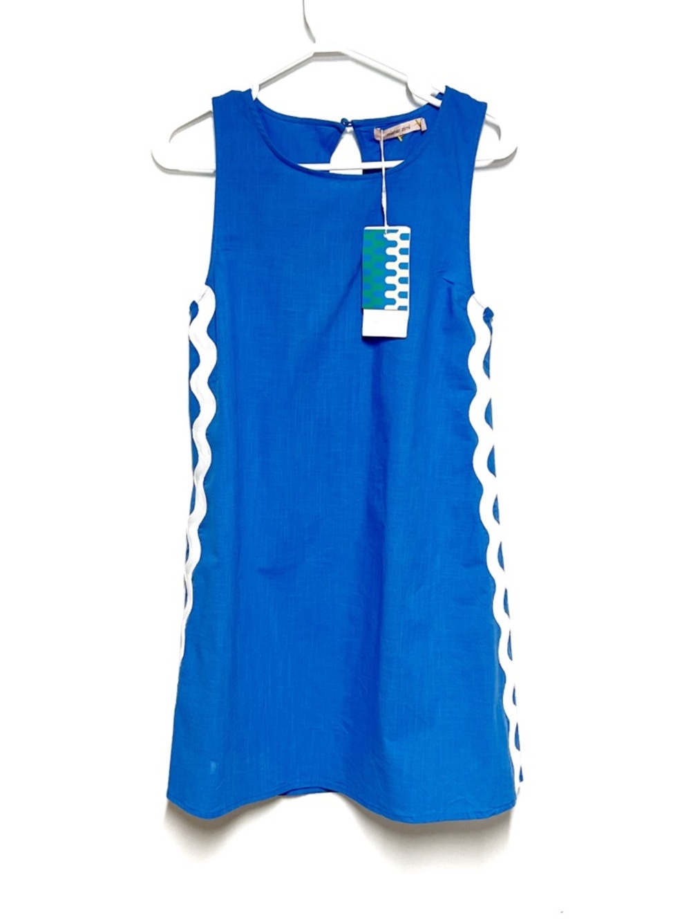 NWT Mister Zimi Margot Mini Ric Rac Dress in Caribbean Blue Sz US 4 - Picture 4 of 9